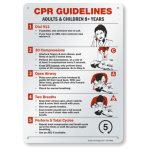 Smartsign - S-9117-AL-14 "cpr Guidelines - Adults & Children 8+ Years" Sign 10" X 14" Aluminum Black red On White