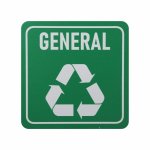 Sign Symbolic Green Printed General Waste Recycle Sign On White Acp 150 150MM