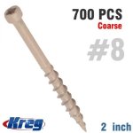 Kreg Protec-kote Deck Screws 2" 8 Coarse Pan Head 700CT