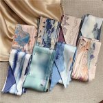 8PCS Oil Painting Silky Scarf Tied Headband Vintage All Match Hair Ties Elegant Hair Accessories For Women Girls For Daily Decor