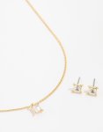 Goldair Gold Plated Diamante Square Necklace & Earrings Set