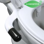 Hicheon Bidet Attachment For Toilet Seat Dual Nozzle Rear And Feminine Wash Water Pressure Control Sprayer Black And White Color