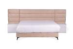 Jones King XL Bed & Pedestals- Beige Marbled Velvet
