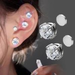 6 7 8MM Exquisite Decor Magnetic Shiny Stud Earrings Without Ear Hole No Piercing Ear Clip Trendy Luxury Male And Female Magneti