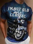 Letter And Motorcycle Print Men's Fashionable Summer Short Sleeve Sports Crew Neck T-Shirt Comfy Trendy Tee Comfortable And Vers