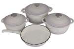 Smte White Cast Iron Cookware Set 7-PIECE With Keychain