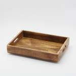 Terra Mango Wood Square Tray With Handles - Medium 35.5 X 25.5 X 5.5CM