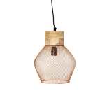 Copper Wire And Wood Pendant Light