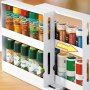 2-TIER Rotating Spice Rack - Large Capacity Kitchen Organizer For Countertops & Cabinets Multi-functional Storage Shelf With Pull-out Design