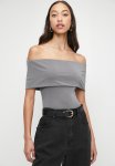 Superbalist Roll Over Bardot Top - Grey