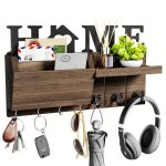 1PC Wooden Key Holder For Wall Wall Mounted Storage Rack With 7 Key Hooks Entrance Key Holder Rack Multipurpose Storage Organize