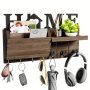 1pc Wooden Key Holder For Wall Wall Mounted Storage Rack With 7 Key Hooks Entrance Key Holder Rack Multipurpose Storage Organizer For Mails Ornaments