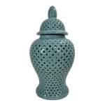 Ginger Jar Lattice Turquoise 27X27X47CM