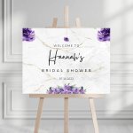 Grey Purple Bridal Shower Welcome Sign - Chic & Sophisticated