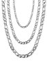 Thunaraz 3PCS Stainless Steel Figaro Necklace For Women Mens Chain Necklace Silver Tone 28 Inch