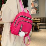 Solid Color Pocket Zipper Backpack Travel Daily Bag Women's Casual School Backpack Small Backpack Outdoor Casual Backpack With F