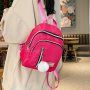 Solid Color Pocket Zipper Backpack Travel Daily Bag Women's Casual School Backpack Small Backpack Outdoor Casual Backpack (With Fur Ball Accessories)