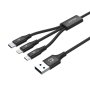 UNITEK 1.2M 3-IN-1 Type-c- Micro USB And Lightning 2.4A Charging Cable C14049BK