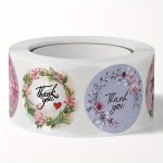 500PCS ROLL Thank You Stickers 2.54 Cm Floral Self Adhesive Stickers Decorative Sealing Stickers For Christmas Gifts Wedding Par