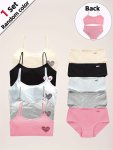 1 Set Of Random Colors 11-12 Year Old Girl's Cute Heart Print Training Bra & Pants Comfy & Breathable Underwear Set For All Seas