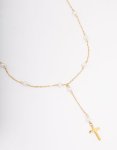 Waterproof Stainless Steel Pearl Station Necklace