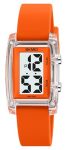 Gosasa Fashion Women's Men's Digital Watch Unisex Big Numbers Dial Rectangular Face Waterproof Silicone Strap LED Watches Transp