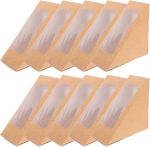 50PIECE Triangular Paper Sandwich Boxes With Window Dessert Cake Takeout