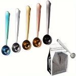 Stainless Steel Coffee Scoop With Bag Clip 15ML Espresso Measuring Spoon For Coffee Tea Protein Powder - 1 Pcs Multifunctional C