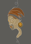 African Chique Single Line Art Print - A3