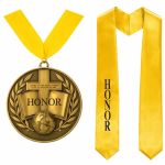 Cunno 2 Pcs Graduation Christian Honor Medal And Graduation Stole Set 2026 Grad Honor Stole 60 Inch Satin Sash Christian Medal P