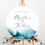Circle Cerulean Wedding Sign Elegant Personalized D Cor