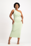 Charlotte One Shoulder Bodycon Dress - Smoke Green - L