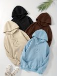 4 Packs Solid Color Hoodie Drawstring Casual Hooded Sweatshirt For Fall & Spring Women's Clothing