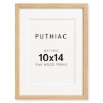 Puthiac 10X14 Solid Oak Wood Picture Frame Fits 8X10 With Mat Or 10X14 Without Mat Wall Display Only Vertical Or Horizontal Plex
