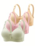 3PCS Solid Seamless Tassel Decor Wireless Bra Sexy Comfy Push Up Bra Women's Lingerie & Underwear