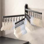 Multi-layered Foldable Wall-mounted Sock Rack With Windproof Elastic Clips For Home Use