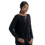 Goldair Gold Brooch Fluffy Knit Top - Black Free