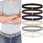 Men's No Show Stretch Belt Invisible Elastic Web Strap Belt With Flat Buckle For Jeans And Pants