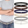Men's No Show Stretch Belt Invisible Elastic Web Strap Belt With Flat Buckle For Jeans And Pants
