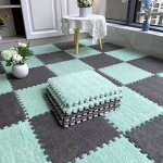 12PCS Interlocking Plush Puzzle Foam Floor Mat - Soft Climbing Carpet Mats With Border Square Rug - Thick And Fluffy Tiles For R