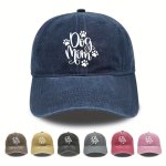 Vintage Style Cotton Baseball Cap With "dog Mom" Print Soft Non-stretch Fabric Adjustable Dad Hat For Outdoor Wear - Hand Wash O