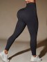 Women's Seamless High-waisted Sports Cycling Fashion Leisure Solid Color Soft Rib Thick Leggings Sweatpants Yoga Leggings