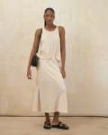 Fitted Textured Midi Skirt - XL Natural