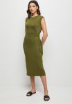 Edit Conscious Tie Detail Knit Midi Dress - Khaki