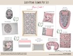 Cot Duvet Bedding Grey Pink Flower Pot Set