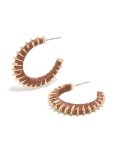 Goldair Gold Textured Lined Brown Hoop Earrings