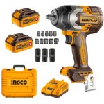 Ingco - Impact Wrench 850NM With Batteries Charger & 10PCE Socket Set