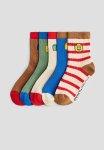 5-PACK Patterned Socks - Blue Multi