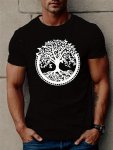 Tree Print T Shirt Tees For Men Casual Short Sleeve T-Shirt For Summer