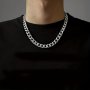 Hip Hop Fashion 8MM Wide Glossy Cuban Chain Bracelet Stainless Steel Necklace For Men